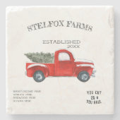  rode vrachtwagen boerderij familienaam Onderzette Stenen Onderzetter (Voorkant)