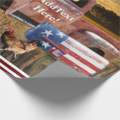 Rode Vrachtwagen Boerderij Haan Boerderij Cadeaupapier (Hoek)