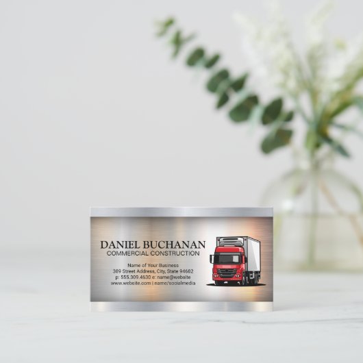rode vrachtwagen | Bouw Visitekaartje (Staand voorkant)