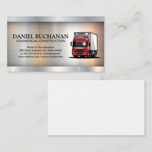 rode vrachtwagen | Bouw Visitekaartje (Voorkant / Achterkant)
