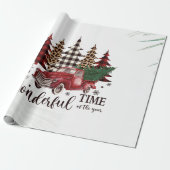 Rode Vrachtwagen, Dennenboom Cadeaupapier (Uitgerold)