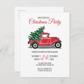  rode vrachtwagen dennenboom kerstfeest uitnodiging briefkaart (Voorkant / Achterkant)