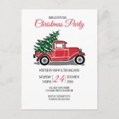  rode vrachtwagen dennenboom kerstfeest uitnodiging briefkaart (Voorkant)