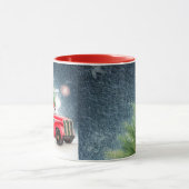 Rode  vrachtwagen en aangepaste boomvakantie mok (Midden)