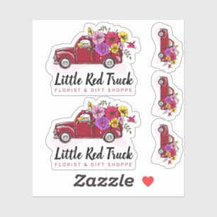 Rode  Vrachtwagen en bloemen Land Floral Logo Sticker