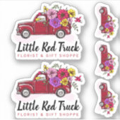 Rode Vrachtwagen en bloemen Land Floral Logo Sticker (Voorkant)