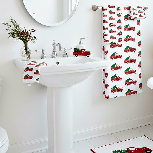 Rode vrachtwagen en boom bad handdoek