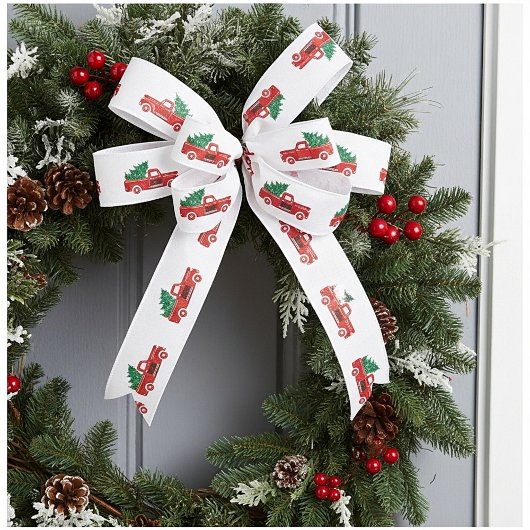 Rode vrachtwagen en boom satijnen lint