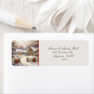 Rode Vrachtwagen en Farmyard Paardenkransen Etiket