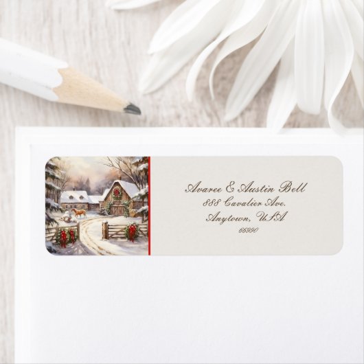  Rode Vrachtwagen en Farmyard Paardenkransen Etiket (Insitu)