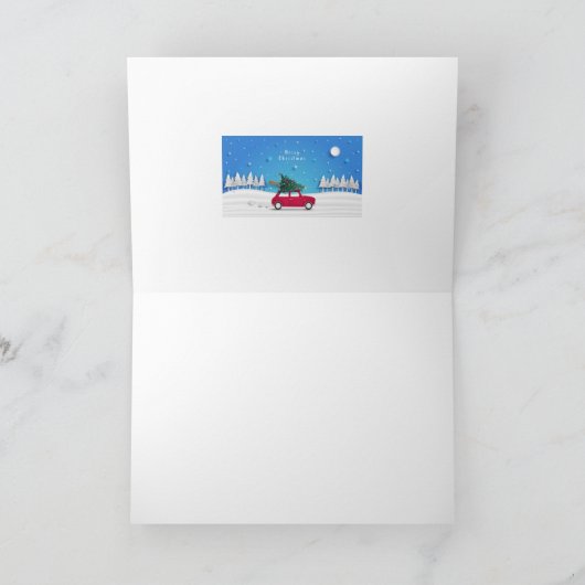 Rode Vrachtwagen en Kerstboom Kaart (Binnen)