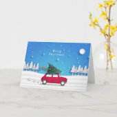 Rode Vrachtwagen en Kerstboom Kaart (Gele Bloem)