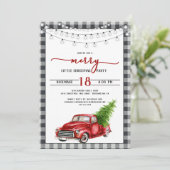  rode vrachtwagen en kerstfeest kaart (Staand voorkant)