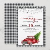  rode vrachtwagen en kerstfeest kaart (Voorkant / Achterkant)