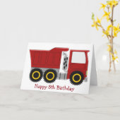 Rode Vrachtwagen Gepersonaliseerde 5e Verjaardag Kaart (Gele Bloem)