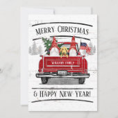 Rode Vrachtwagen Gnome Dog Patriottische Kerstmis Feestdagenkaart (Voorkant)