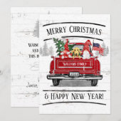 Rode Vrachtwagen Gnome Hondenpaar Patriottische X Feestdagenkaart (Voorkant / Achterkant)
