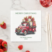 Rode vrachtwagen groen lettertype presenteert fees servet (Insitu)