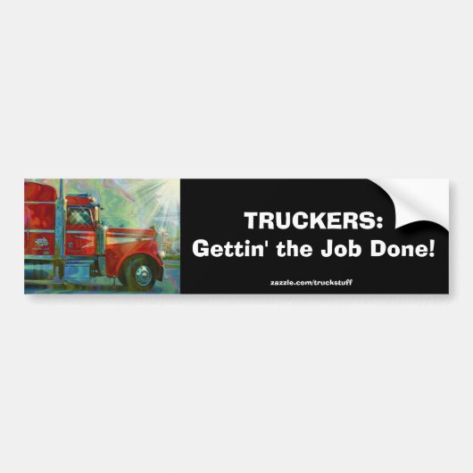 RODE VRACHTWAGEN GROTE RIG TRUCKERS BUMPERSTICKER (Voorkant)