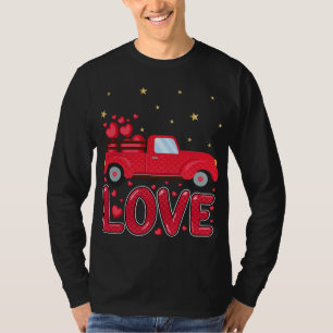 Rode Vrachtwagen Harten Liefde Valentijnsdag T-shirt