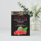 Rode vrachtwagen, hond, botanische kerstfeest Brie Briefkaart (Staand voorkant)