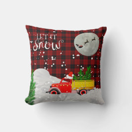 RODE VRACHTWAGEN houthakker Buffel Plaid Xmas Kussen