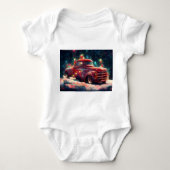 Rode vrachtwagen in de sneeuw met Kerstmis Romper (Voorkant)