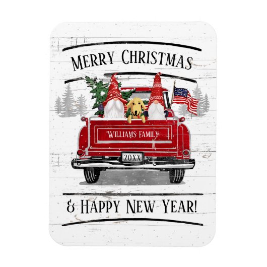 rode vrachtwagen kabouters hond patriottische ker magneet (Verticaal)