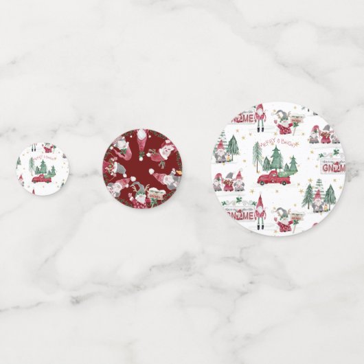  rode vrachtwagen kabouters vrolijk klein kerstfee confetti (Achterkanten)