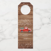  rode vrachtwagen kerst | Boerderij flesje Label (Voorkant)