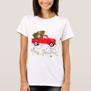 Rode vrachtwagen kerst bokser kerstman kerstmis t-shirt