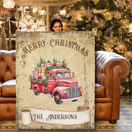 Rode Vrachtwagen Kerst Fleece Deken