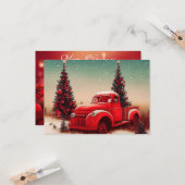  Rode Vrachtwagen Kerst Kaart (Voorkant / Achterkant in situ)