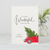 Rode vrachtwagen kerst Kaart (Staand voorkant)