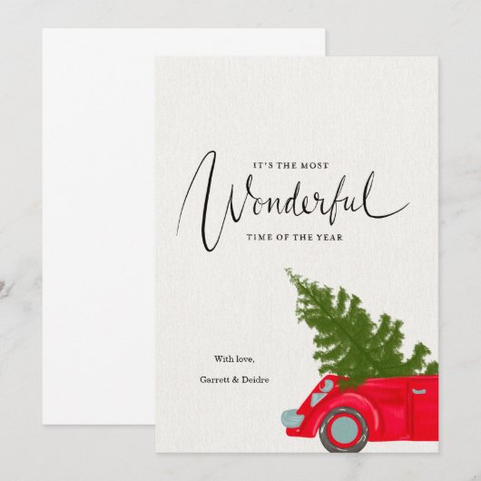 Rode vrachtwagen kerst Kaart (Voorkant / Achterkant)