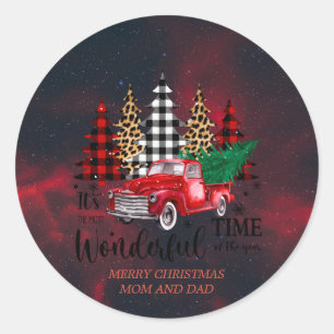 Rode Vrachtwagen Kerst Klassieke Ronde St. Sticker