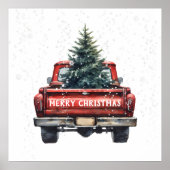  Rode Vrachtwagen Kerst Poster (Voorkant)