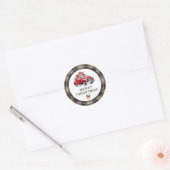 rode vrachtwagen Kerst retour adreslabels Ronde Sticker (Envelop)