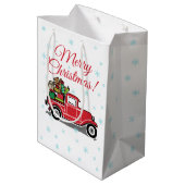 Rode  Vrachtwagen Kerst Speelgoed Vakantie Medium Cadeauzakje (Achterkant Gekanteld)