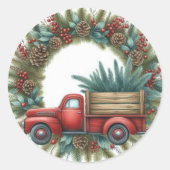 rode vrachtwagen Kerst sticker (Voorkant)