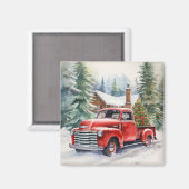 Rode Vrachtwagen Kerstavond magneet (Voorkant / Achterkant)