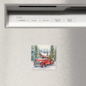 Rode Vrachtwagen Kerstavond magneet (Insitu (Vaatwasser))