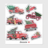  rode vrachtwagen kerstboom cadeaus hondenvakantie sticker (Vel)