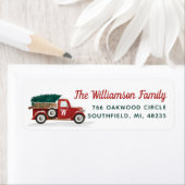  rode vrachtwagen kerstboom levering monogram etiket (Insitu)