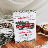 Rode vrachtwagen kerstboom Onederful 1e verjaardag Kaart