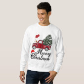 Rode Vrachtwagen Kerstboom Pyjama Gift Trui (Voorkant volledig)
