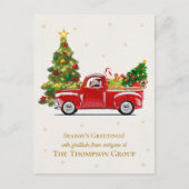 Rode Vrachtwagen Kerstboom Zakelijke vakantie Briefkaart (Voorkant)