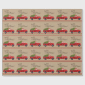  rode vrachtwagen, kerstboomkraft cadeaupapier (Vlak)