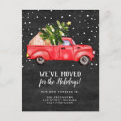  rode vrachtwagen kerstboomkrijt, bewegend aankondigingskaart (Voorkant)