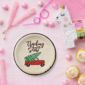 Rode Vrachtwagen Kerstfeest Borden Papieren Bordje (Feest)